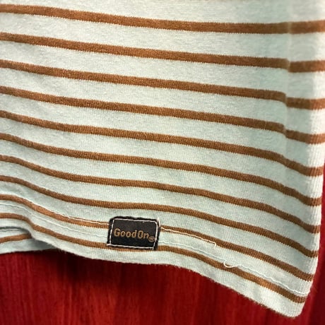 MADE IN USA製 Good On ボーダー柄 半袖Tシャツ ミントグリーン×ブラウン Mサイズ