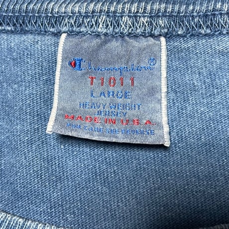 MADE IN USA製 Champion T1011 ヘビーウェイトポケット付き半袖Tシャツ インディゴ Lサイズ