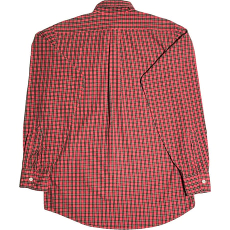 MADE IN USA製 CLEVE SHIRTMAKERS 長袖チェック柄ボタンダウンシャツ レッド Sサイズ