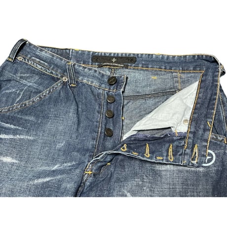 MADE IN ITALY製 STONE ISLAND コットンリネンデニムパンツ インディゴ W30サイズ