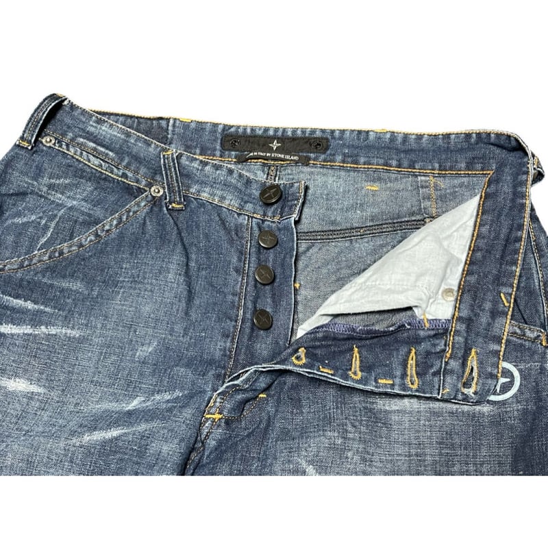 MADE IN ITALY製 STONE ISLAND コットンリネンデニムパンツ インディゴ