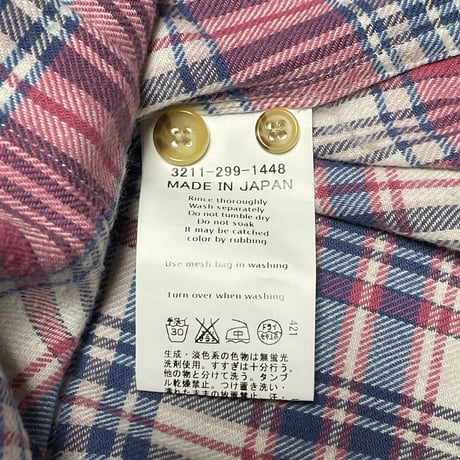 MADE IN JAPAN製 GREEN LABEL RELAXING 長袖チェックシャツ ピンク×ブルー Lサイズ