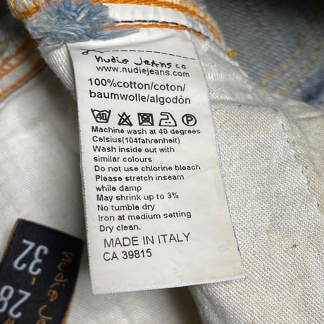 MADE IN ITALY製 Nudie Jeans デニムパンツ ライトインディゴ W28/L32サイズ