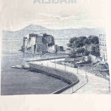 ★新品★ MADE IN ITALY製 MAGLIA 2025年AWモデル 「NAPOLI IN MAGLIA」 イタリア都市 プリント クルーネックTシャツ ホワイト×ナポリブルー M～XLサイズ