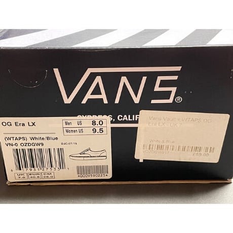 箱付き WTAPS×VANS OG Era LX Wネームスニーカー ホワイト×ブルー US8/26cm
