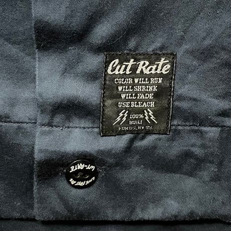 MADE IN USA製 CUTRATE バック刺繍半袖開襟シャツ ネイビー Sサイズ