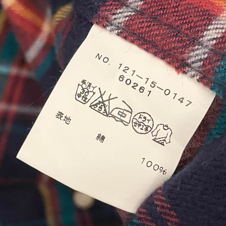 MADE IN JAPAN製 SHIPS GENERAL SUPPLY 長袖チェック柄ボタンダウンフランネルシャツ マルチカラー Mサイズ