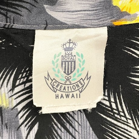 MADE IN HAWAII製 ROYAL CREATIONS HAWAII 半袖アロハシャツ グレー XLサイズ