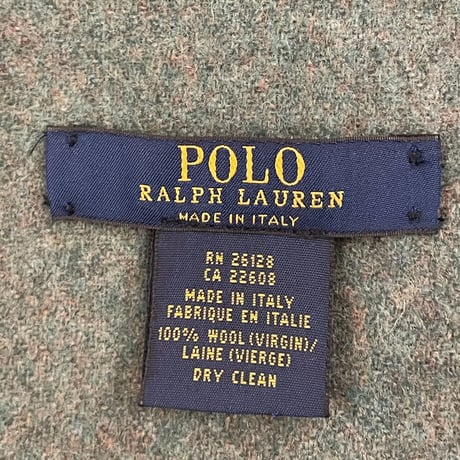 MADE IN ITALY製 Polo Ralph Lauren ヴァージンウールマフラー グリーン