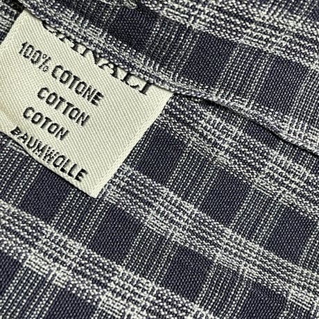 MADE IN ITALY製 CANALI 長袖チェックシャツ ネイビー 37-14 1/2サイズ