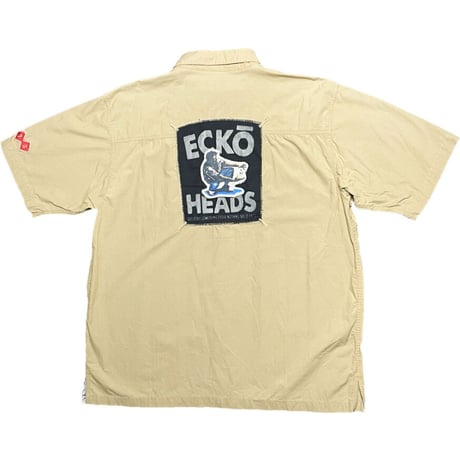 ECKŌ complex バックプリント半袖ワークシャツ ベージュ Lサイズ