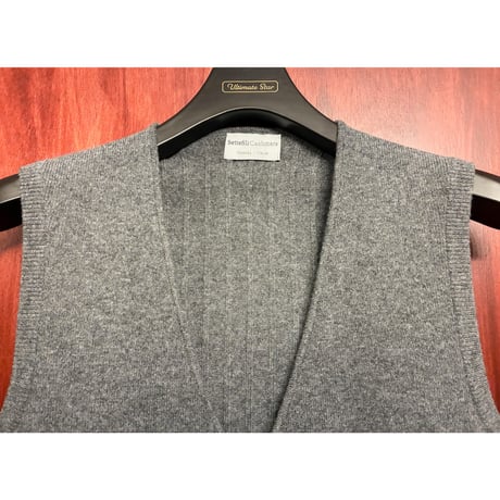 MADE IN ITALY製 Settefili Cashmere ウールカシミヤ ダブルニットジレベスト グレー M/50サイズ