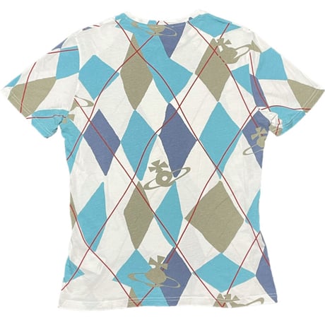 MADE IN PORTUGAL製 Vivienne Westwood MAN アーガイル柄半袖Tシャツ ホワイト Mサイズ
