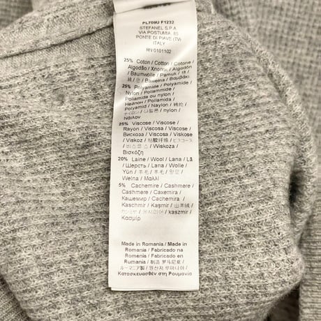 MADE IN ROMANIA製 STEFANEL MEN カシミヤ混サーマルセーター グレー Sサイズ