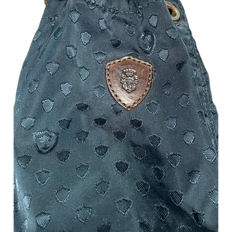 MADE IN ITALY製 Felisi レザー×ナイロン 巾着袋 ネイビー