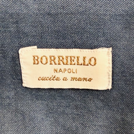 MADE IN ITALY製 BORRIELLO 長袖デニムボタンダウンシャツ インディゴ 38-15サイズ