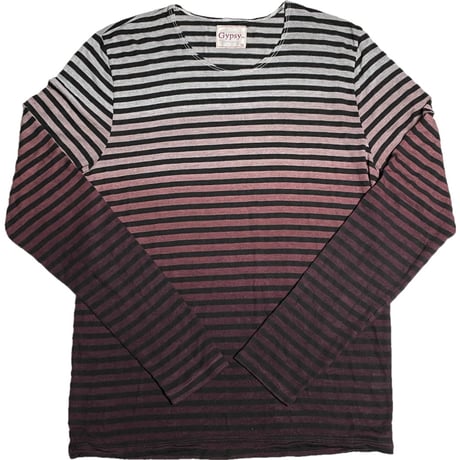 ▲訳あり商品▲ MADE IN USA製 Gypsy05 ボーダー柄ニットセーター グレー×エンジ Mサイズ