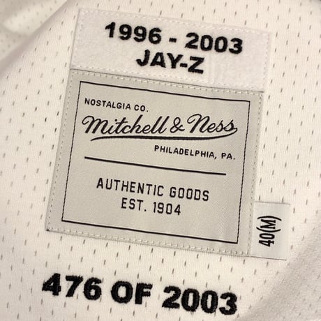激レア 世界2003着限定 mitchell & ness × Roc-A-Fella Jay-Z 2023年復刻版 バスケットボール オーセンティックジャージ ホワイト M/40サイズ