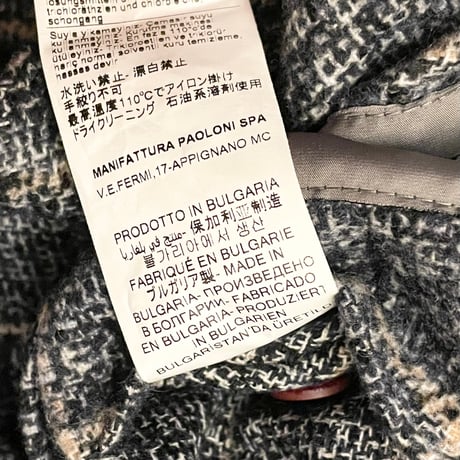 MADE IN BULGARIA製 MANUEL RITZ ブロックチェック柄コットンウールテーラードジャケット ネイビー 50サイズ