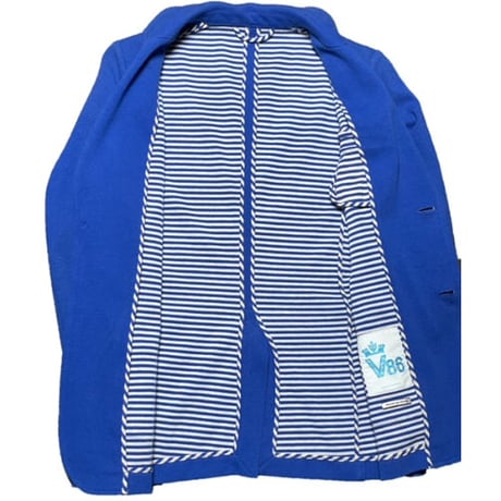 【BARNEYS NEWYORK 取り扱い】 MADE IN ITALY製 V86 コットンテーラードジャケット ブルー Sサイズ