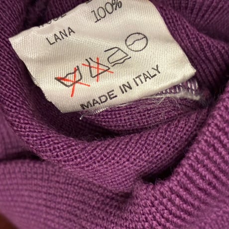 MADE IN ITALY製 DUCA COUTURE ラムウールハイネックセーター パープル Lサイズ