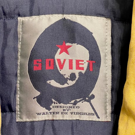 MADE IN ITALY製 90s SOVIET by WALTER DE VIRGILIIS ダック生地フルジップコットンジャケット イエロー XLサイズ