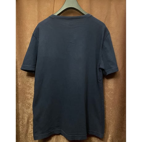 MADE IN USA製 threedots ヘンリーネック/キーネックTシャツ ネイビー Lサイズ
