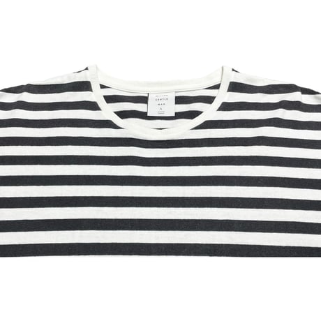 MADE IN JAPAN製 MISTERGENTLEMAN ボーダー柄半袖クルーネックTシャツ ブラック×ホワイト Lサイズ