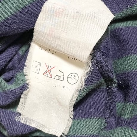 MADE IN FRANCE製 SAINT JAMES ボーダー柄半袖Tシャツ ネイビー×グリーン Mサイズ