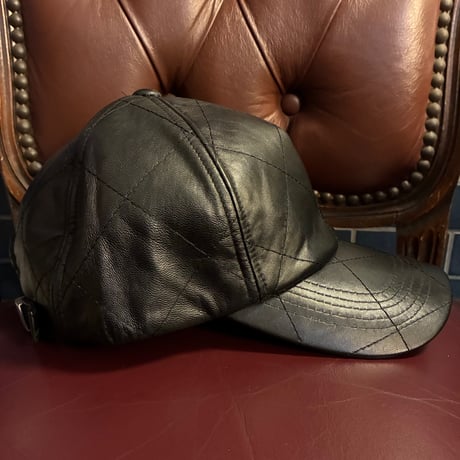 激レア MADE IN JAPAN製 SWAGGER SHEEP LEATHER 羊革 本革レザーキルティングキャップ ブラック Fサイズ