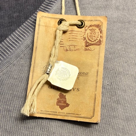 ☆タグ付き新古品☆ MADE IN ITALY製 Della Ciana グラデーション染め コットンVネックセーター パープル 50サイズ