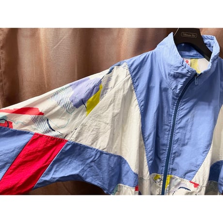 MADE IN DENMARK製 ibo design Tactel生地ナイロンフルジップジャケット ホワイト×ライトパープル 48サイズ