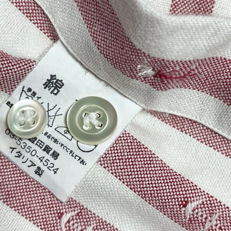 MADE IN ITALY製 giannetto VINCI FIT 長袖ストライプシャツ ホワイト×レッド 39-15 1/2サイズ