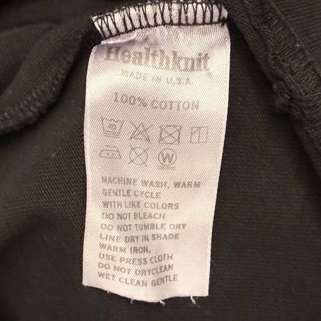 MADE IN USA製 Healthknit ポケット付き クルーネック 長袖Tシャツ ブラック Lサイズ