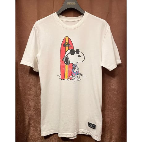 MADE IN MEXICO製 QUIKSILVER × PEANUTS SNOOPY コラボレーションプリントTシャツ ホワイト Sサイズ