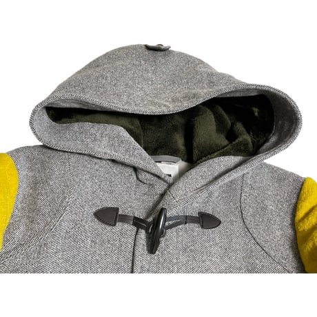 MADE IN JAPAN製 FACTOTUM homme 袖切り替え中綿ダッフルコート グレー×イエロー 44サイズ