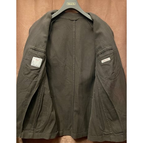 MADE IN ITALY製 L.B.M 1911 Slim Fit コットンリネンテーラードジャケット ブラウン 46サイズ