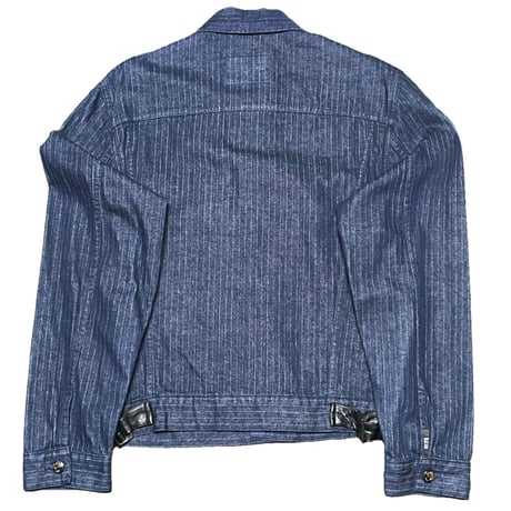 MADE IN ITALY製 HUGO BOSS ストライプ柄デニムジャケット インディゴ 46サイズ