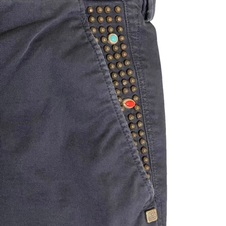 ☆タグ付き新古品☆ MADE IN BULGARIA製 MASON'S スタッズ付きウォッシュ加工ストレッチスラックス ネイビー 54サイズ