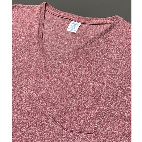 Velva Sheen Vネック半袖Tシャツ 霜降りバーガンディ Mサイズ アメリカ製
