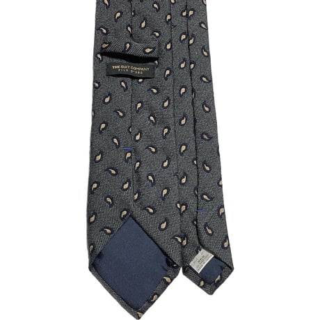 MADE IN JAPAN製 FILO D'ORO THE SUIT COMPANY ペイズリー柄ウールシルクネクタイ チャコールグレー