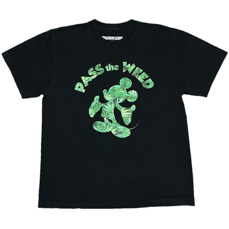 ASSASSYN JEANZ ミッキーモチーフ麻葉っぱTシャツ ブラック Lサイズ