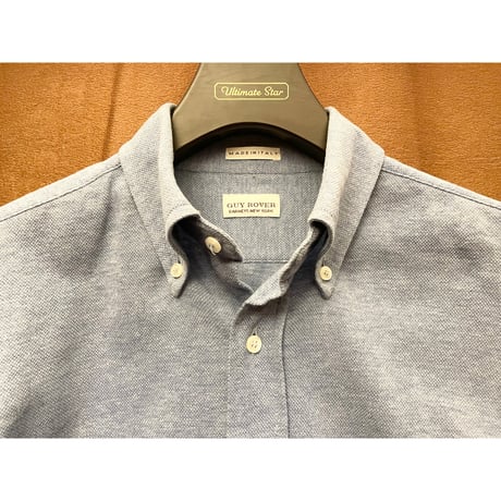 ▲訳あり商品▲ MADE IN ITALY製 GUY ROVER × BARNEYS NEW YORK別注 長袖ボタンダウン鹿の子ニットシャツ サックスブルー Mサイズ