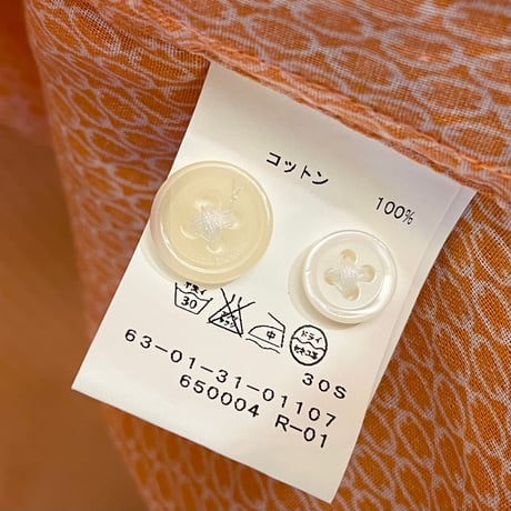 MADE IN JAPAN製 TOMORROWLAND 長袖総柄シャツ オレンジ Mサイズ