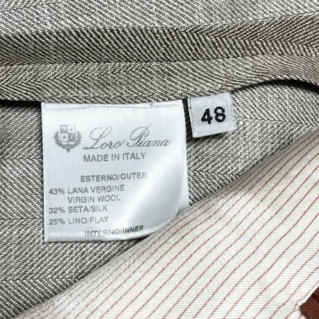 MADE IN ITALY製 Loro Piana ウールシルクリネン混シャドーヘリンボーン柄ジャケット ベージュ 48サイズ