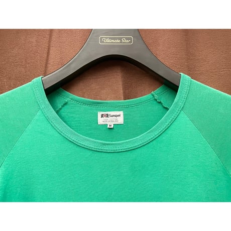 MADE IN ENGLAND製 SUNSPEL クルーネックラグランTシャツ グリーン Mサイズ