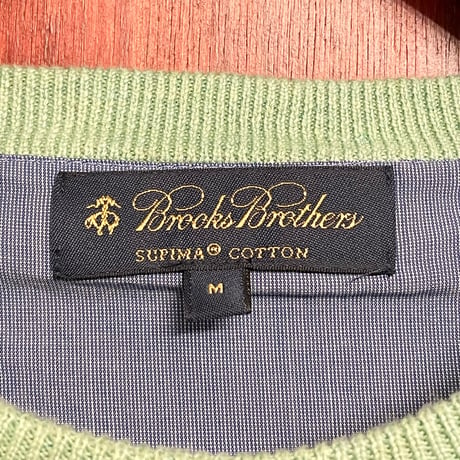 Brooks Brothers ボーダー柄スーピマコットンセーター ライトグリーン×ピンク Mサイズ