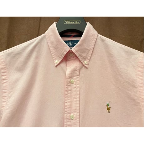 Ralph Lauren CUSTOM FIT 半袖ボタンダウンオックスフォードシャツ ピンク Sサイズ