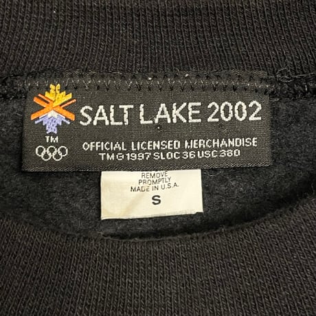 希少 MADE IN USA製 2002 SALT LAKE OLYMPIC オフィシャル 刺繍入り スウェットトレーナー ブラック Sサイズ