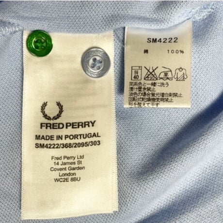 ☆タグ付き新古品☆ FRED PERRY × RAF SIMONS Wネーム替え襟付き半袖鹿の子ポロシャツ サックス 36サイズ